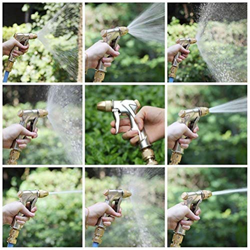 ESOW Garden Hose Nozzle, 100% Heavy Duty Metal Spray Gun with Full Brass Nozzle, 4 Watering Patterns Watering Nozzle- High Pressure Pistol Grip Sprayer for Watering Plants, Car Wash and Showering Dog - Thumbnail 4
