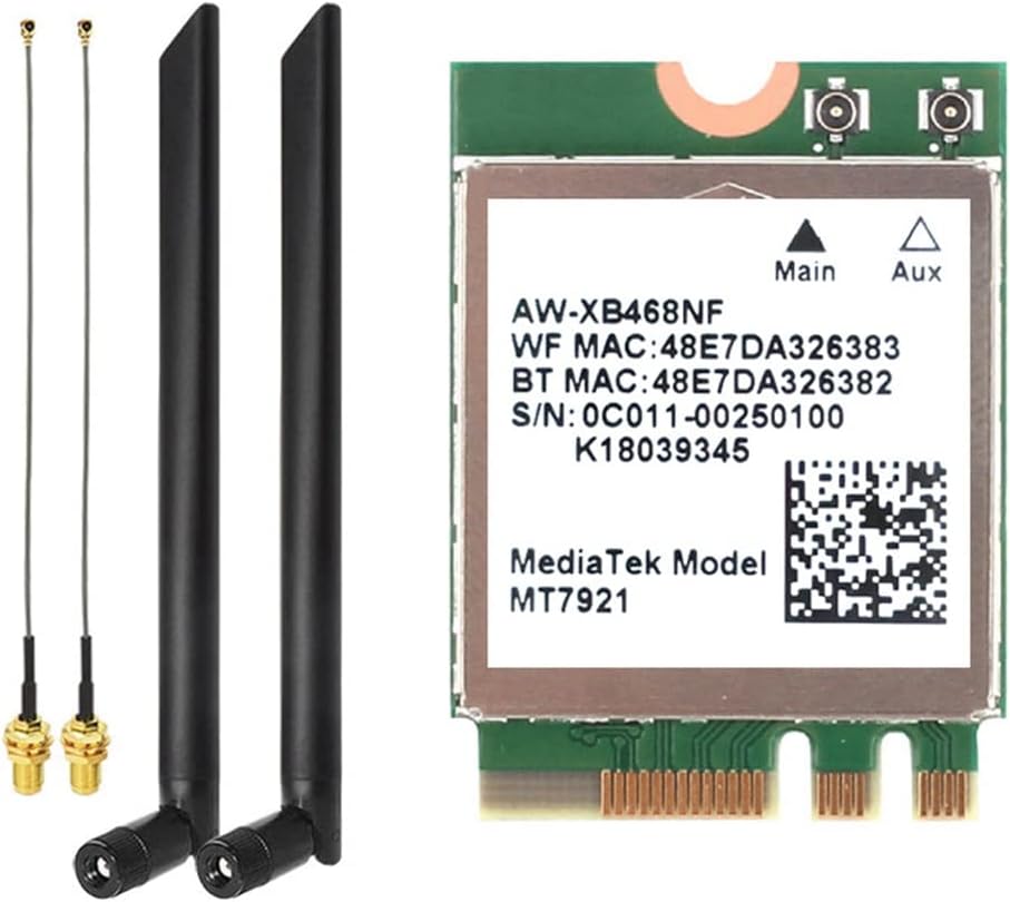 Potadak MT7921 WiFi 6 AX200 Desktop Laptop Card 2.4G 5G Gigabit Bluetooth 5.2