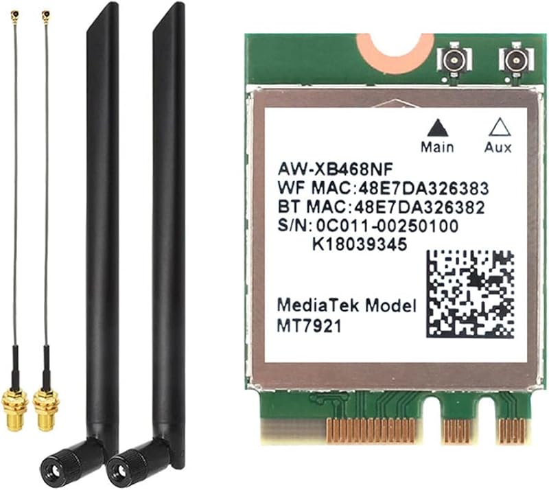 Potadak MT7921 WiFi 6 AX200 Desktop Laptop Card 2.4G 5G Gigabit Bluetooth 5.2
