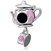 Teapot Set Charm 925 Silver Silver Coffee Cup Bead for Pandora Bracelet