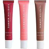 3 PACK Summer Holidays Lip Butter Balm Lip Care on Friday for Moisture, Shine, and Conditioning (Pink Sugar+Cherry+Vanilla Beige, 15g)