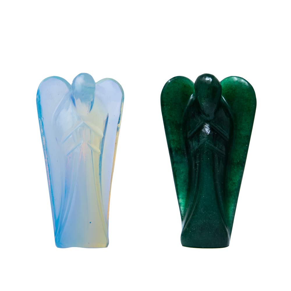 Wonder Care Pocket Guardian Angel Crystal Natural Gemstone Reiki Healing Energy Carved Statue Figurines, Chakra balancing, meditation, aesthetic (1.5"-2.0") (pack of 2)