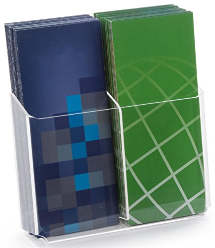 Displays2go Wall Mount Brochure Holder, Dual Pocket for 4x9" Pamphlets, Set of 2 Holders (2LITPOCKT)