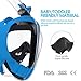 G2RISE SN02 Full Face Snorkel Mask - Easy Breath Airflow System with Minimum Volumetric Flow Rate & 180° Panoramic Integrated Lens Design for A Safe Adults/Kids Snorkeling (Black Blue, L/XL)