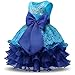 NNJXD Girl Ruffles Vintage Embroidered Sequins Flower Wedding Dress Size (100) 2-3 Years Blue