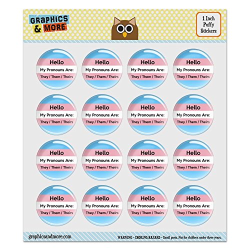 My Pronouns Are They Them Theirs Gender Identity 1.0" Puffy Bubble Dome Scrapbooking Crafting Sticker Set
