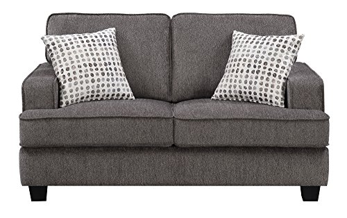 Emerald Home Carter Ink Loveseat with Loose Back Cushions, Self Welting, and Wood Legs Standard//Contemporary