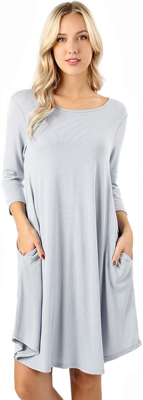 Amazon Co Jp ニットワンピース レディース Aライン 7分袖 ポケット ワンピ Hs 2380 服 ファッション小物