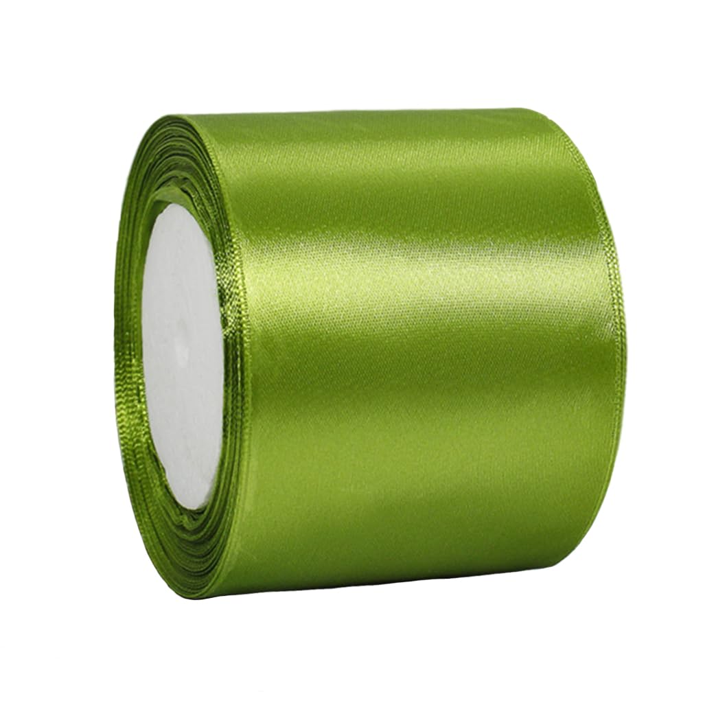 Wide Army Green Satin Ribbon 75mm (2.9 Inch) for Gift Wrapping, Crafting, Christmas, Wedding Car, Hair Bows, Bouquets, Party, Cake Decoration - 22m Thick Silk
