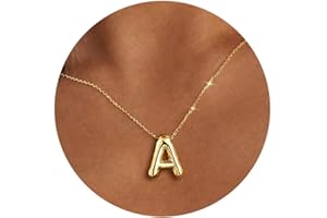 MTINEAPS Christmas Gifts Stocking Stuffers for Teen Girls Grandkids Women-Gold Initial Necklaces Teen Girl Gifts Trendy Bubble Letter Pendant Necklace Jewelry Personalized Birthday Gifts for Teens Women