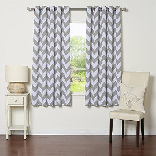 Ace 21 Chevron Zig Zag Print Insulated 100% Thermal Blackout Window Grommet Curtain Panel (63", Gray)