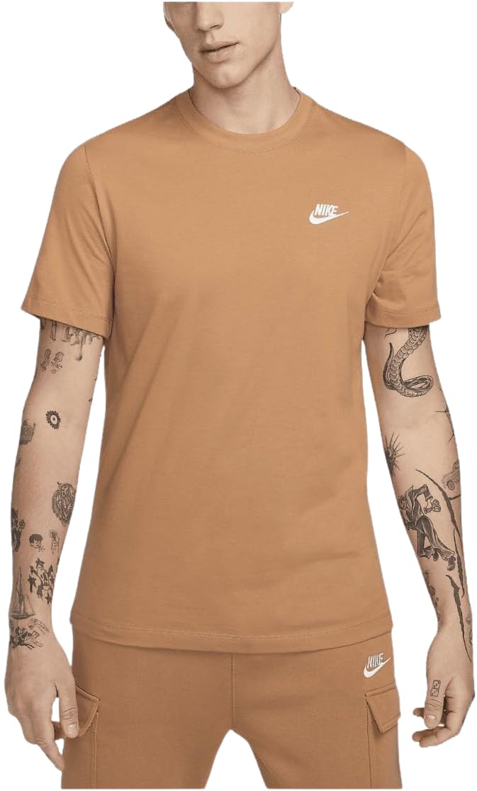 Photo 1 of Nike Men's Embroidered Logo T-Shirt (US, Alpha, X-Large, Regular, Regular, Flax)