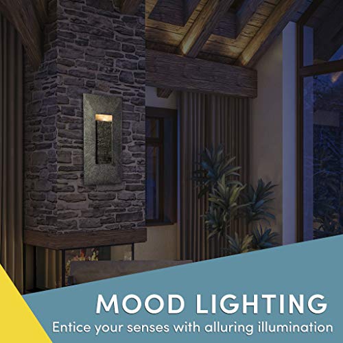 Rectangle, Indoor/Outdoor Wall Fountain 24" x 11" | Handcrafted Natural Stone Look with LED Lights, Adjustable Speed, Calming Waterfall Sounds | Made with Polyresin Material (Charcoal) ...