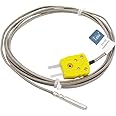Thermistor K-Type Sensor Probes Metal HeadProbe for K-Type Probe Thermocouple Sensor & Meter Temperature Controller with Plug, Long Probe (4×30MM) Temperature Range from 0 to 600 °CMT-6340-C(4X30X2)