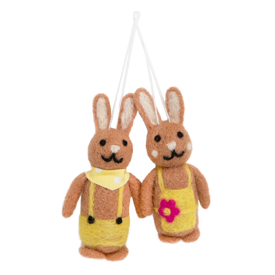 Talking Tables Pack of 2 Felt Easter Bunny Decorations for Easter Tree, Hanging Ornament, Table Setting, Easter Egg Hunt or Gift, Kids, Adults, Yellow, One Size, TSBUNNY-BUNFELTDEC