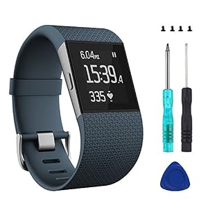 Image of Wizvv Compatible Bands Replacement for Fitbit Surge, with Metal Buckle Fitness Wristband Strap Women Men Large Small (Slate,Large)