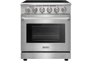 KOSTCH 30 inch Professional Electric Range with 5 Heating Elements Cooktop, 4.55 Cu. Ft. Convection Oven Capacity, Smooth Glass Top, in Stainless Steel, KOS-30RE06H (Stainless Steel)