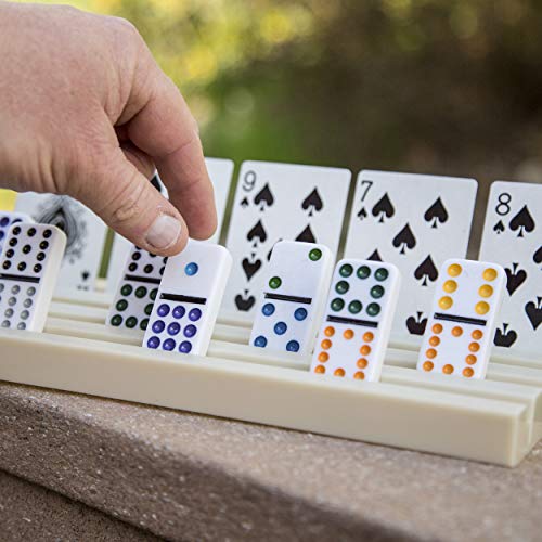 Plastic Domino Holder Trays Set of 8 - These Racks Also Hold Playing Cards - Keep Your Dominos and Cards Steady Without Holding Them in Your Hands - Thumbnail 2