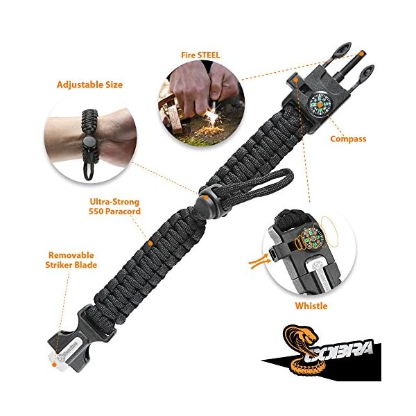 Cobra-Survival-Bracelet-pack-of-2-Paracord-Compass-Fire-Starter-Loud-Whistle-Emergency-Knife-Hiking-Camping-Fishing-Hunting-Gear-Prepare-to-Survive-WTSHTF-Color-black-blackorange