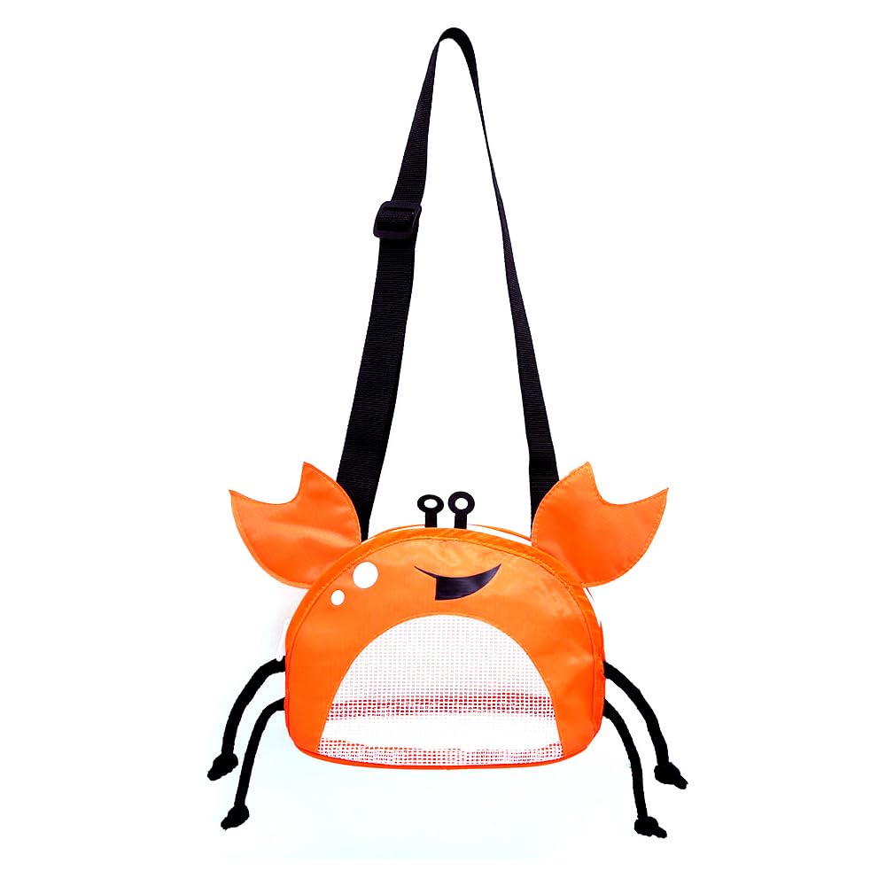 CAREOR Creative Beach Zipper Bag, Portable Crab-Shaped Mesh Beach Bag with Adjustable Shoulder Straps for Shell Sea Pool Toy (Green)