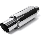 HDQQ 2" Exhaust Muffler, 3" Outlet Universal Straight Through Resonator | 14.6" Stainless Steel Glasspack Muffler for Cars, Trucks, SUVs &amp; Muscle Cars,Pack of 1
