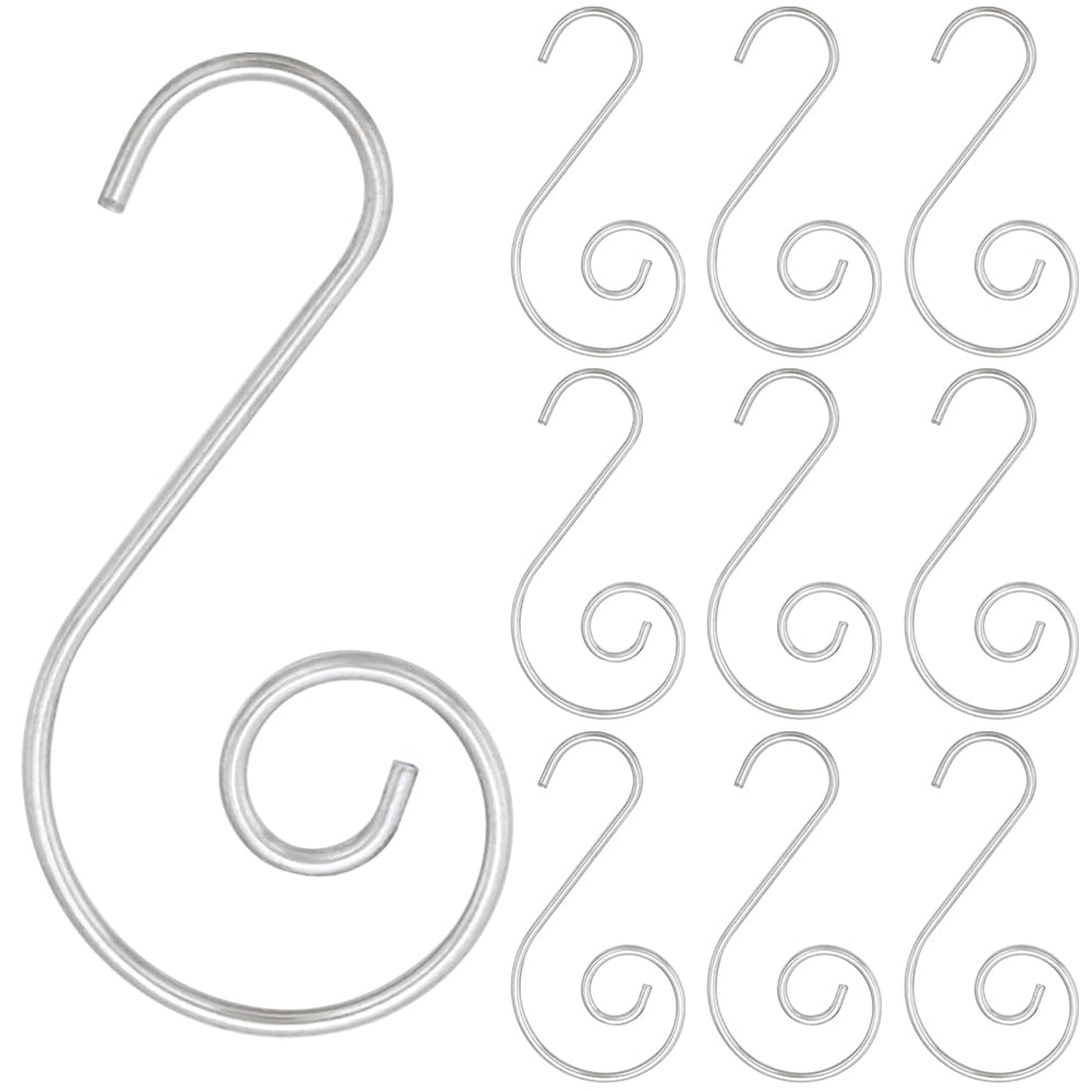 SOFPLATE 1 Box 100Pcs Christmas Hanging Hooks Suncatcher Hook Silver Chandelier Crystal Wire Metal Hooks Pin Chandelier Replacement Part S Shape Hanger for Christmas Tree Ornament Ball Holiday Party