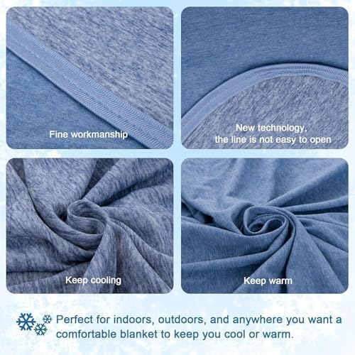 Cooling Blanket for Night Sweats, Summer Ice Cold Blanket for Hot Sleepers Q-Max > 0.45 Thin Soft Breathable Lightweight Cool Blankets for Bed Sofa Camping Travel, Throw XL Size, Blue, 127x178CM