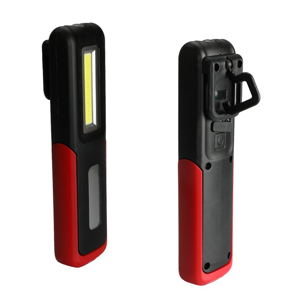 Three trees LED Cordless Work Light COB Rechargeable Portable Hand Held Work Lamp With Hanging Hook, Magnetic Holders, 1200mAh Charging, Multifunction Flashlight (red)