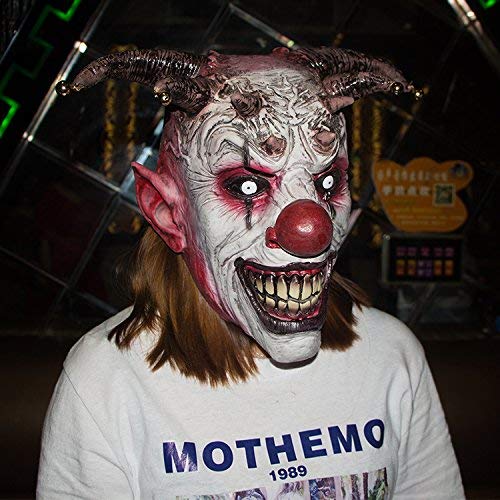 XIAO MO GU Latex Halloween Party Cosplay Face Mask Clown Costumes Mask (Orange Hair)