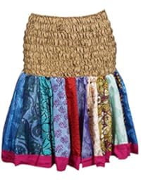 Womens Mini Flirty Skirts Blue Silk Skater Swing Short Skirts OneSize