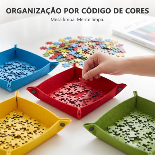 Separador de Pecas para Puzzle, GODREAM Kit de 10 Separador de Peças Quebra Cabeça, Material de Feltro, Dobrável, Portátil e Fácil de Guardar