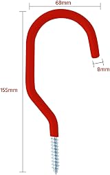Hyfive 6 Pack Heavy Duty Garage Hooks Wall Ceiling Mounted Up to 15kg Red view 4