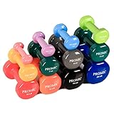 PROMIC Hand Weights Deluxe Vinyl Coated Cast Iron Dumbbells with Non Slip Grip, Set of 2
