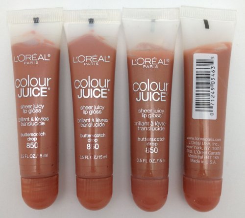 L'Oreal Paris Colour Juice Sheer Lip Gloss BUTTERSCOTCH DROP #850 [Pack of 4]