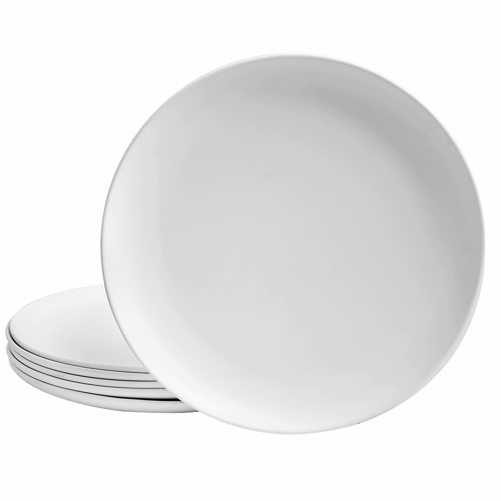 Photo 1 of (USED/FAIR) TP 10" Plate Set, 6-Piece Melamine Round Dinner Plates, Unbreakable Weighty Serving Dishes for Home, Outdoor Party, Restaurants, White