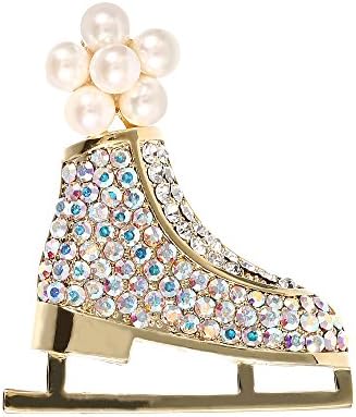 Brooch Pin，Christmas Gift Sled Iridescent Colored Rhinestones Diamond Crystal Pearl For Women