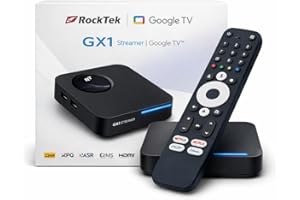 RockTek GX1 4K Streaming Box Compatible with Google TV – Dolby Vision & Atmos – Netflix, Prime Video, YouTube – Voice Remote 