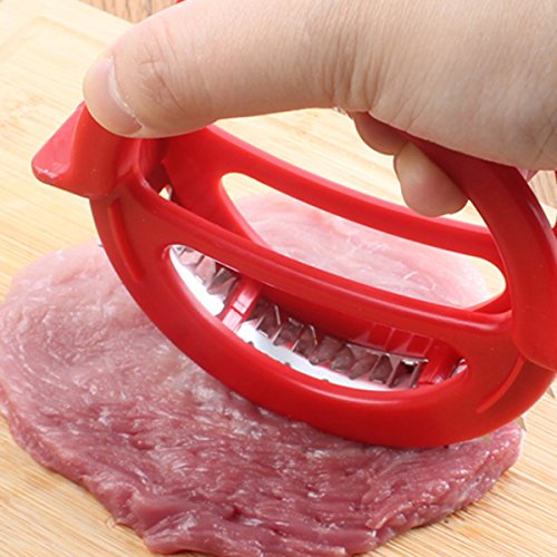PROKITCHEN Meat Tenderizer Sharp Stainless Steel Blades for Steak Chicken Pork (Red)