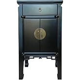 Oriental End Table Antique Black Lacquer