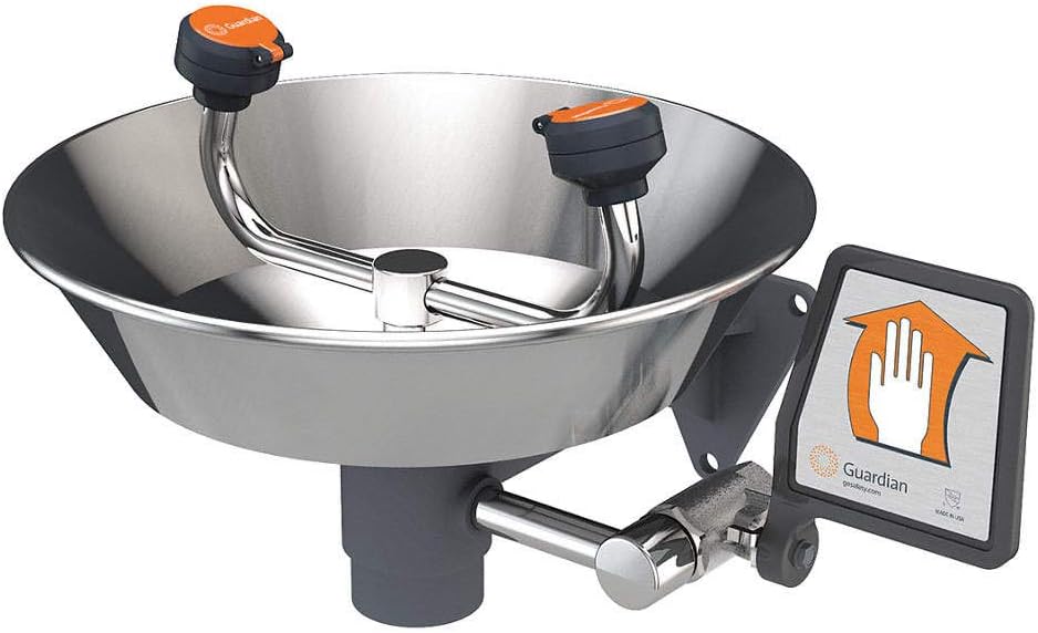 Eyewash Station, Wall Mount, SS, 15-5/8 W