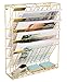 Superbpag Hanging Wall File Organizer, 5 Slot Wire Metal Wall Mounted Document Holder for Office Home, Gold primary