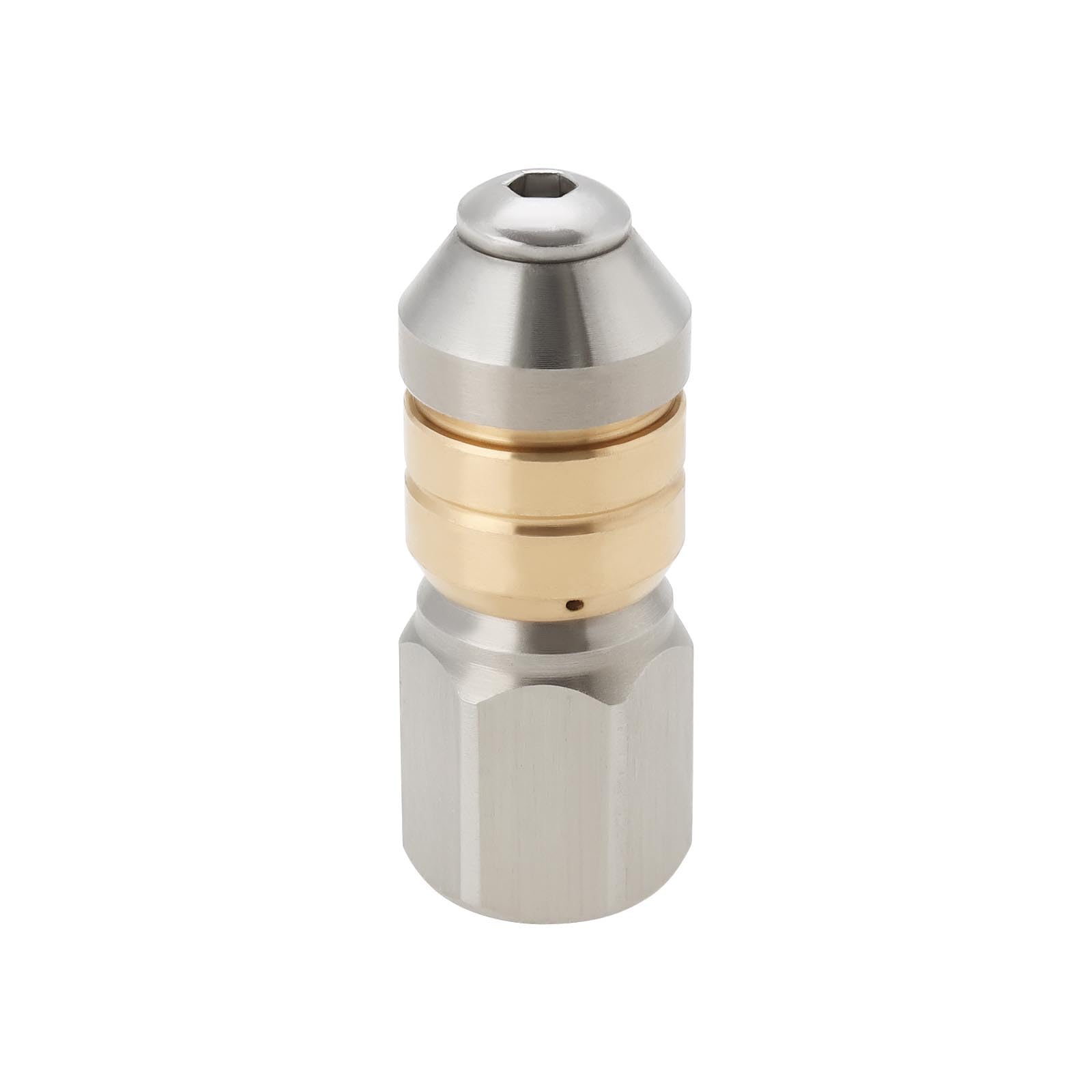 EMSea 1Pc 1/8 Inch Rotering Pipe Cleaning Nozzle Stainless Steel Sewer Pipe Water Jetter for High Pressure Pipe Cleaning Hose Silver