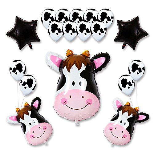   18Pack Kids Birthday Party Decorations 30inch Cow Balloon 12inch Latex Balloons for Farm Animal Theme Party Kid Birthday Party Favors (cow) 