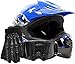 Typhoon Youth Kids Offroad Gear Combo Helmet Gloves Goggles DOT Motocross ATV Dirt Bike MX Motorcycle Blue Black, Large