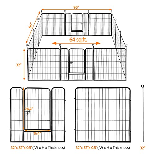 Yaheetech 32inch 12 Panel Foldable Dog Pen Metal Dog Exercise Pen