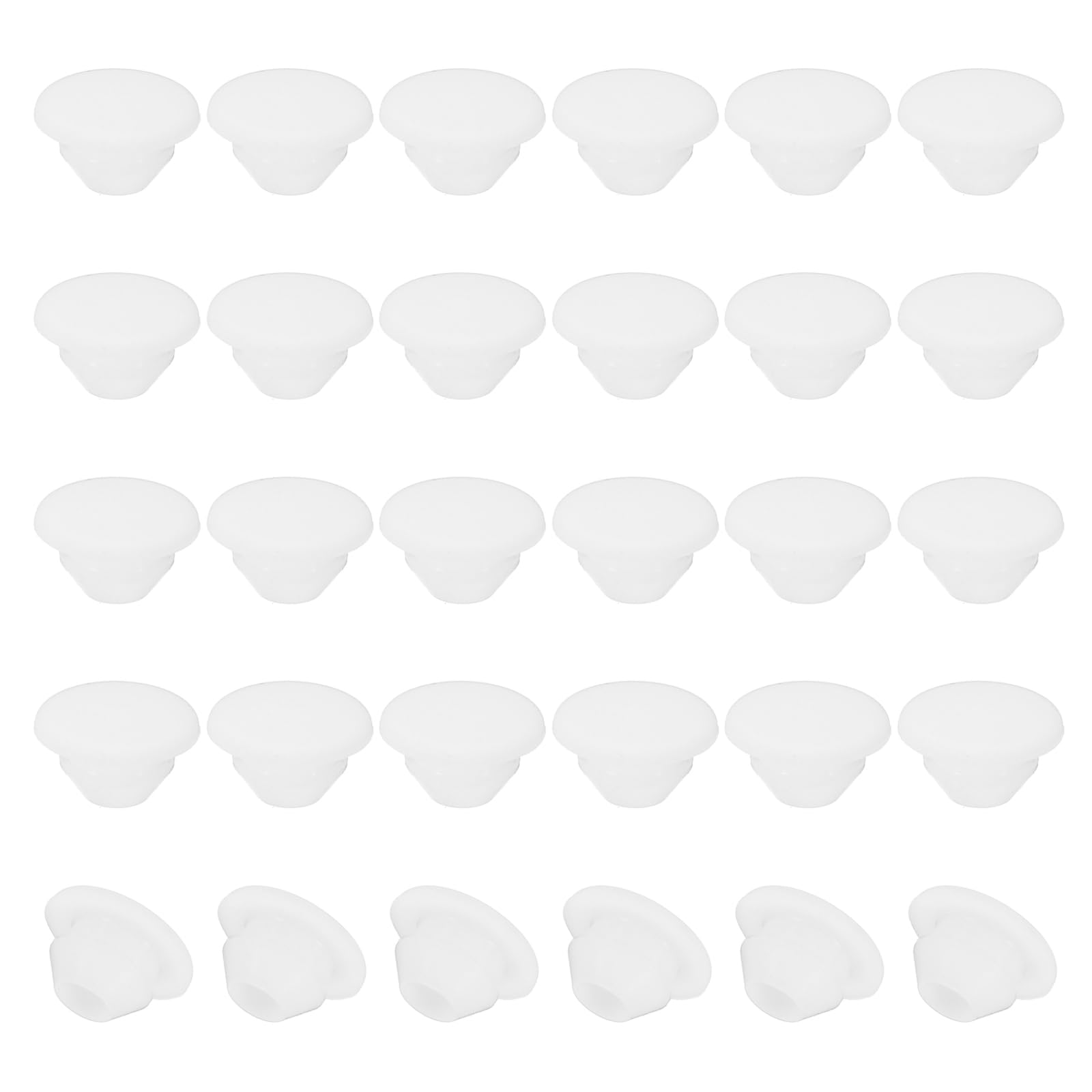PATIKIL 6mm Diameter Silicone Round Snap, 40 Pcs in Type Locking Furniture Hole Plug Button Thin Edge Protective Cover Fit for 7mm Hole for Seal Bulkhead Cylinder, White