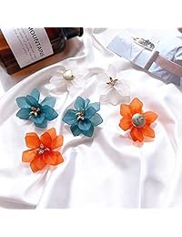 Acrylic Orange White Green Flower Woman Stud Earrings Resin Girl Jewelry Earrings