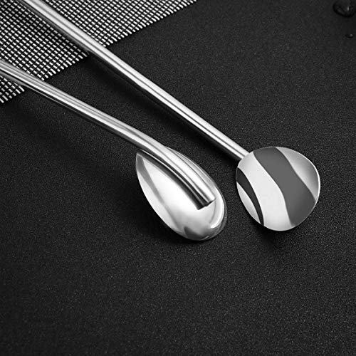 BESTonZON 6 Stück Edelstahl Herzform Metall Trinkhalm Wiederverwendbare Strohhalme Cocktail Löffel Set (Ovale Form) – Bild 6