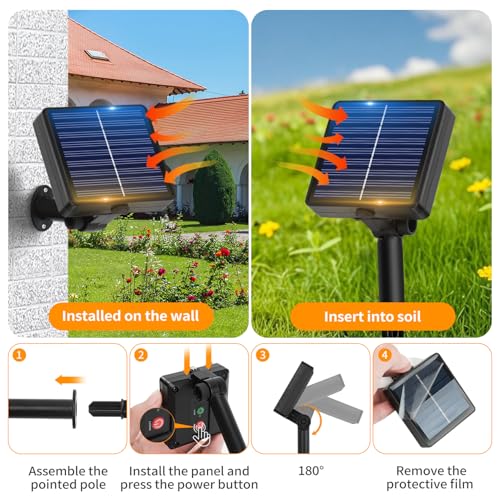 Hoteril Solar Outdoor String Lights, 3 x 17 m 150 LEDs Solar Lights LED Outdoor Garden 8 Modes with Memory Function Waterproof IP65 String Light for Parties, Patio, Christmas Light