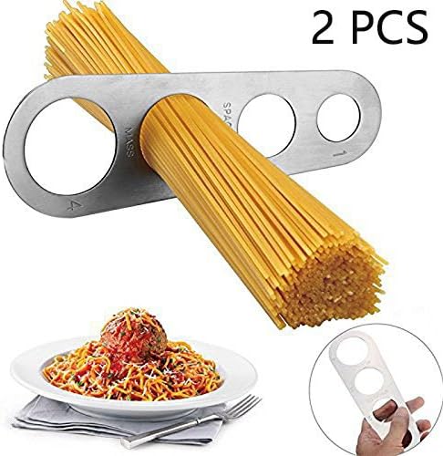 LVEDU 2 PCS Stainless Steel Spaghetti Measure Tool 4 Holes Pasta Measuring Portion Control Gadgets Kitchen Accessories